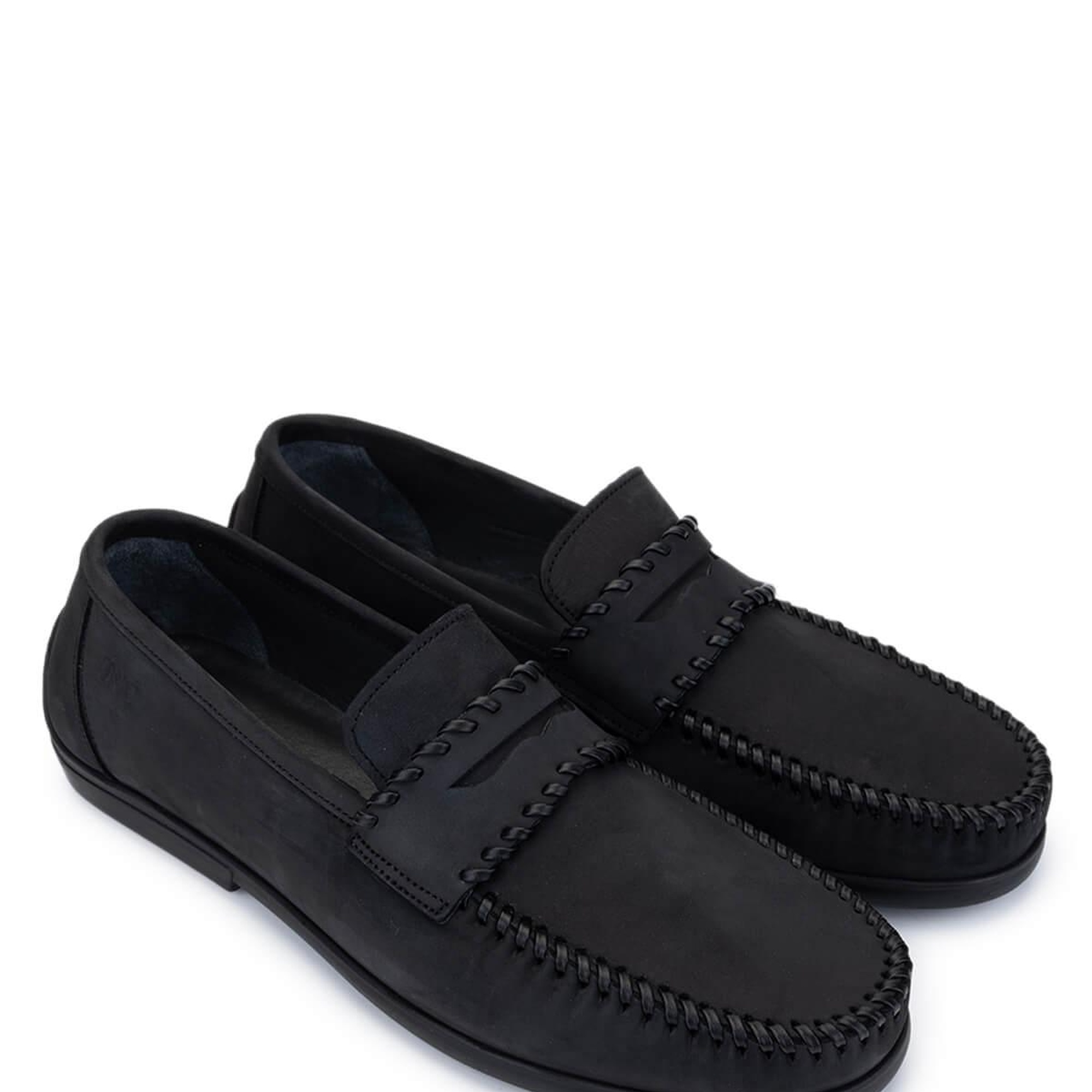 Tamer Tanca Erkek Hakiki Deri Siyah Nubuk Loafer Ayakkabı