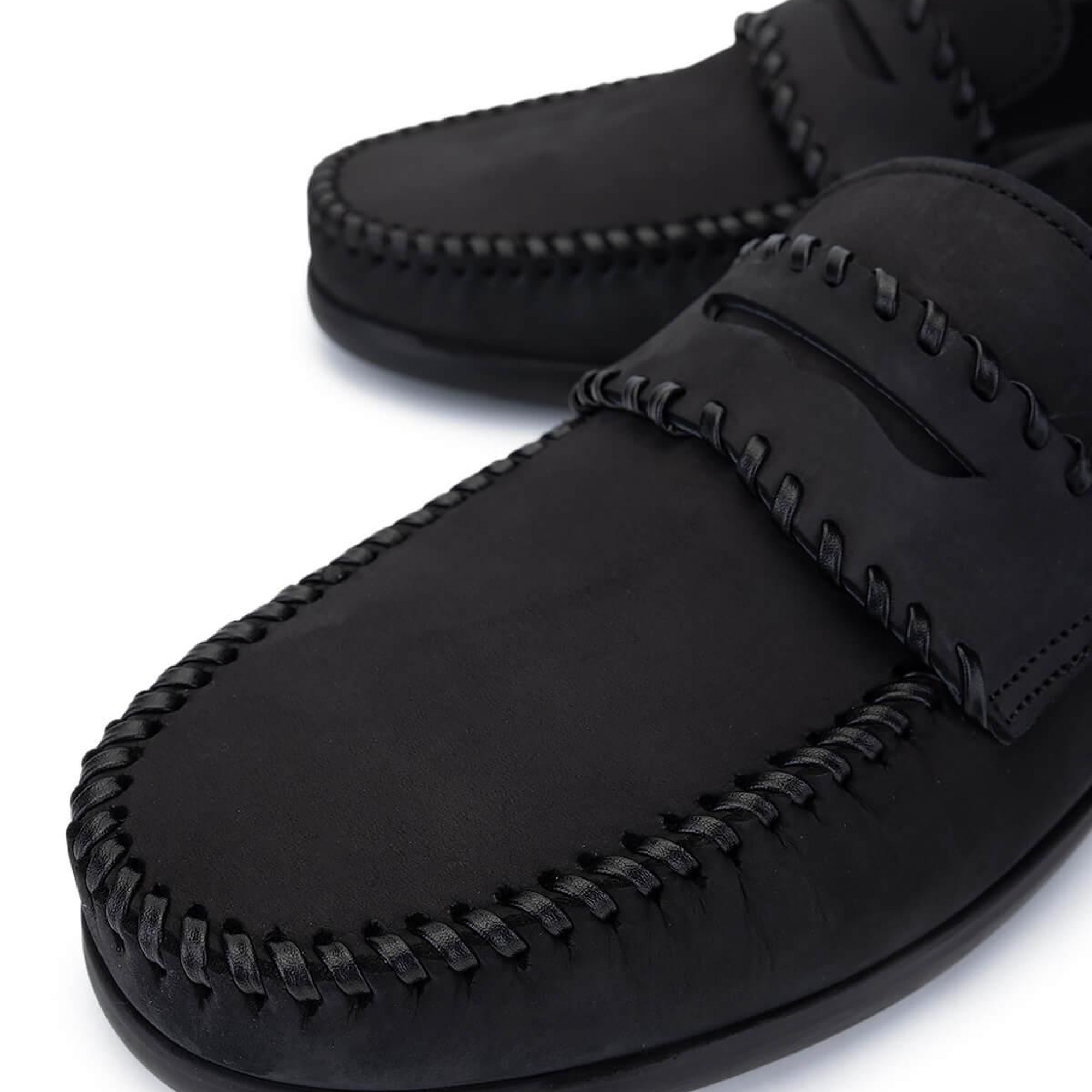 Tamer Tanca Erkek Hakiki Deri Siyah Nubuk Loafer Ayakkabı