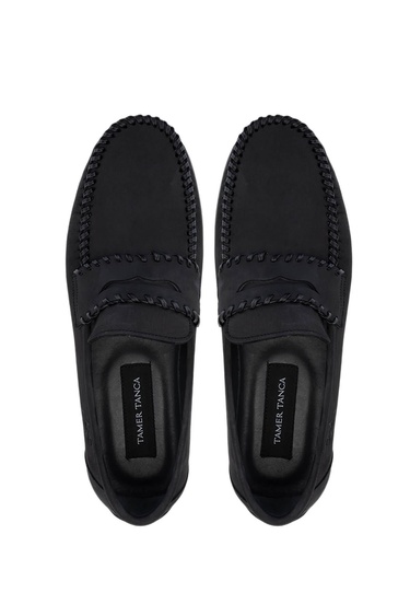  Tamer Tanca Erkek Hakiki Deri Siyah Nubuk Loafer Ayakkabı