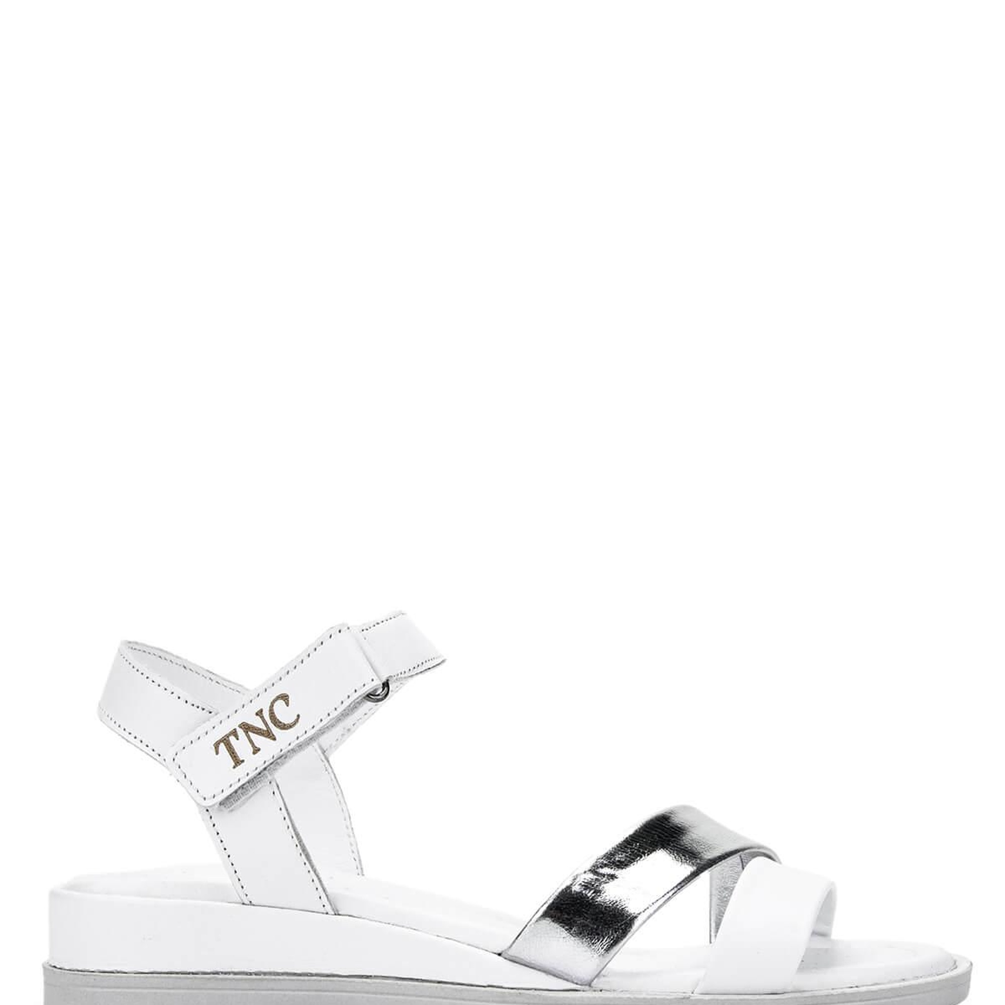 Tamer Tanca Kadın Hakiki Deri Beyaz/Lame Topuklu Sandalet