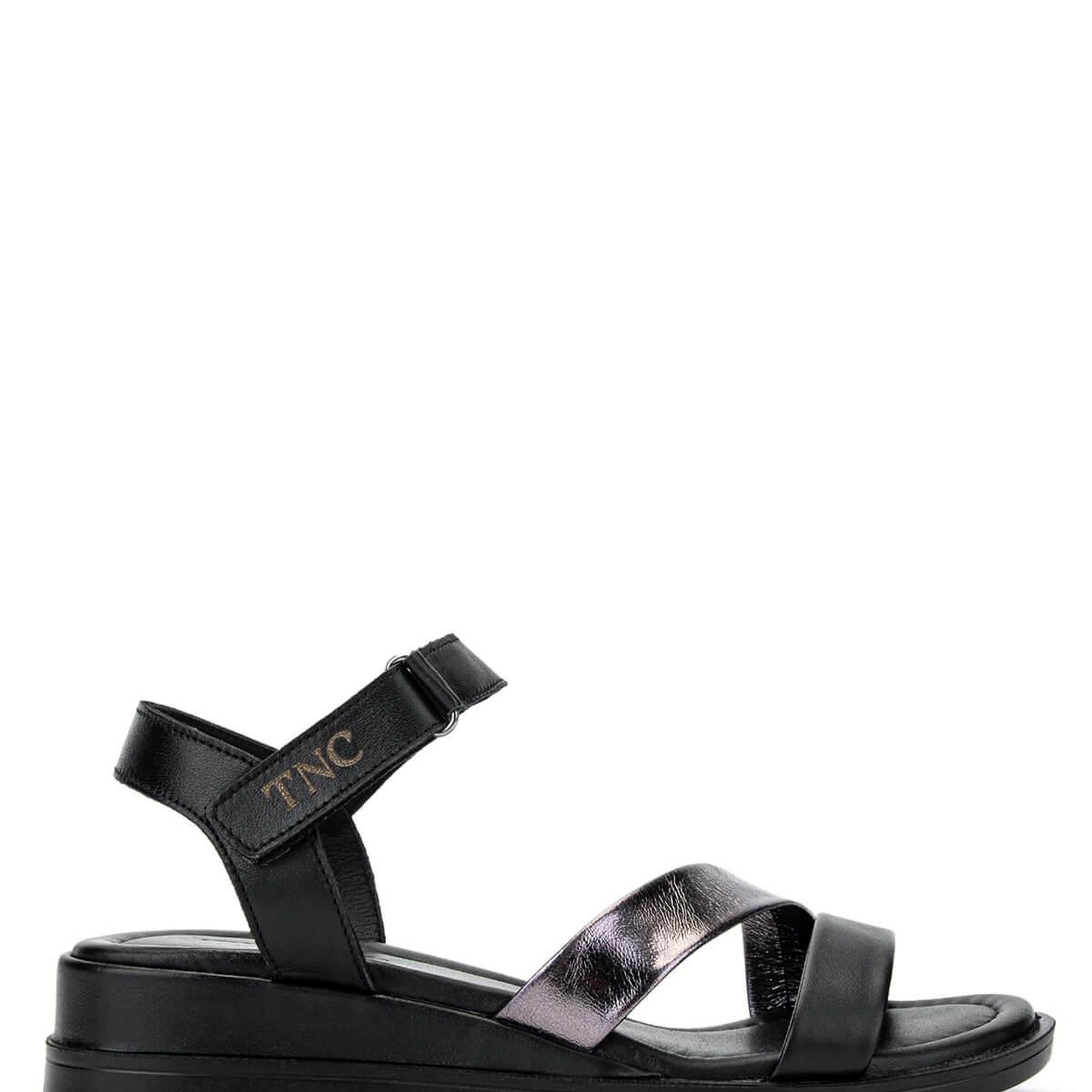 Tamer Tanca Kadın Hakiki Deri Siyah/Antrasit Topuklu Sandalet