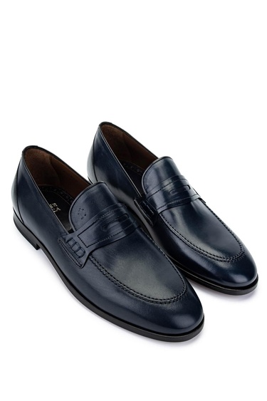  Tamer Tanca Erkek Hakiki Deri Lacivert Klasik Ayakkabı