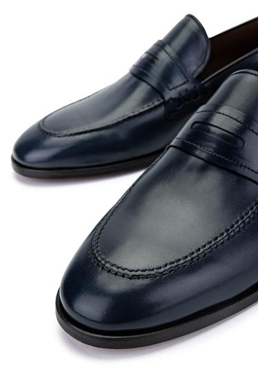  Tamer Tanca Erkek Hakiki Deri Lacivert Klasik Ayakkabı