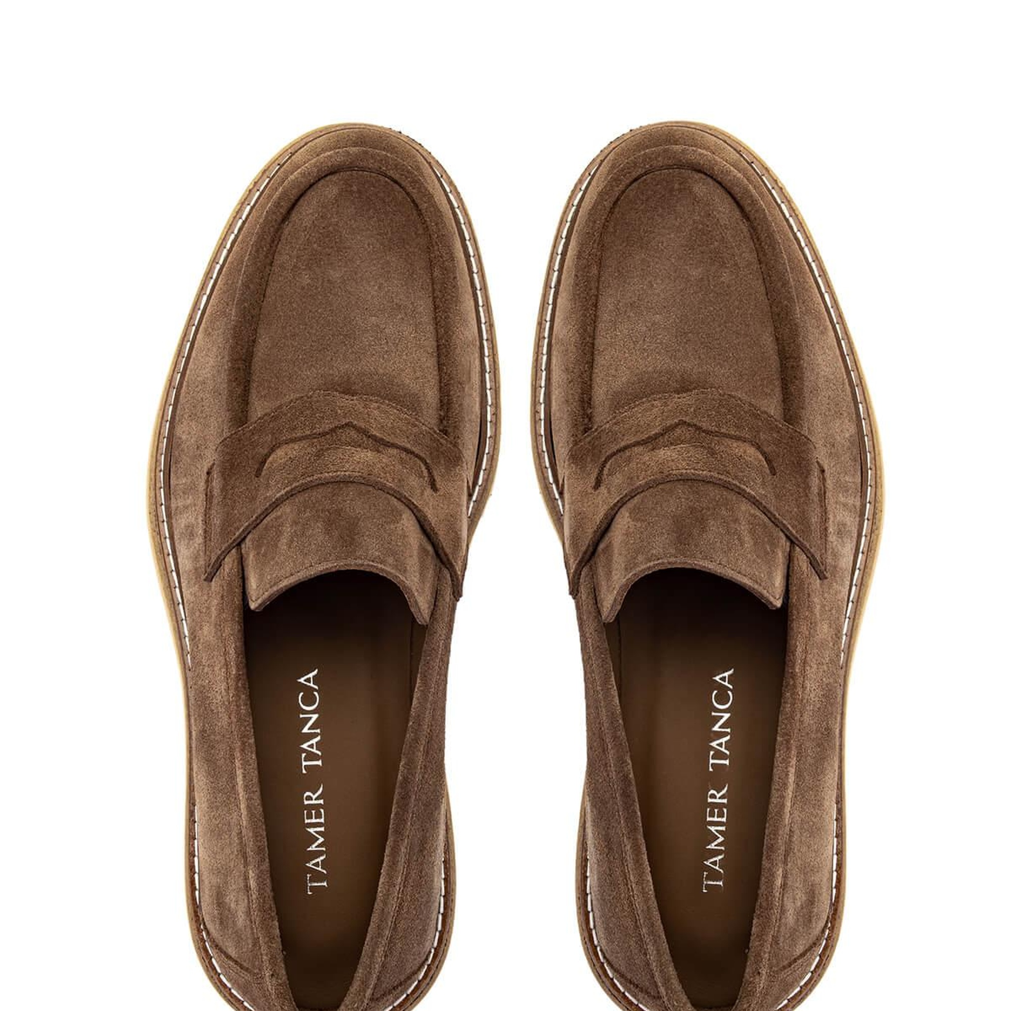Tamer Tanca Erkek Hakiki Deri Tütün Süet Loafer Ayakkabı
