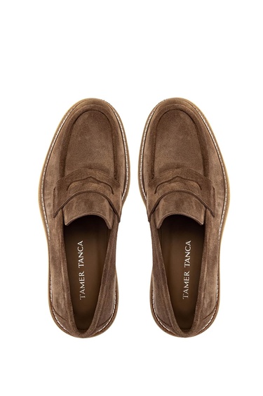  Tamer Tanca Erkek Hakiki Deri Tütün Süet Loafer Ayakkabı
