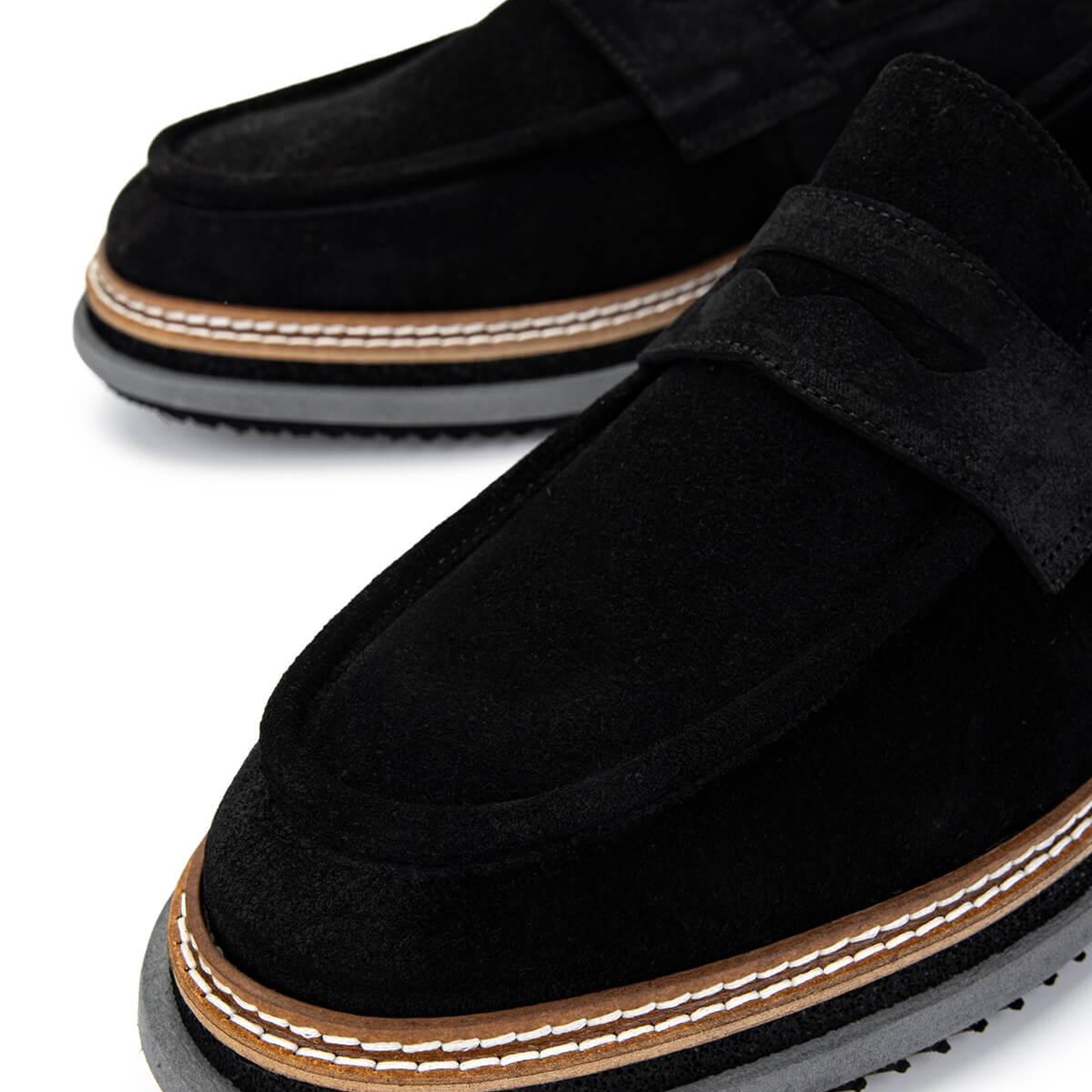 Tamer Tanca Erkek Hakiki Deri Siyah Süet Loafer Ayakkabı