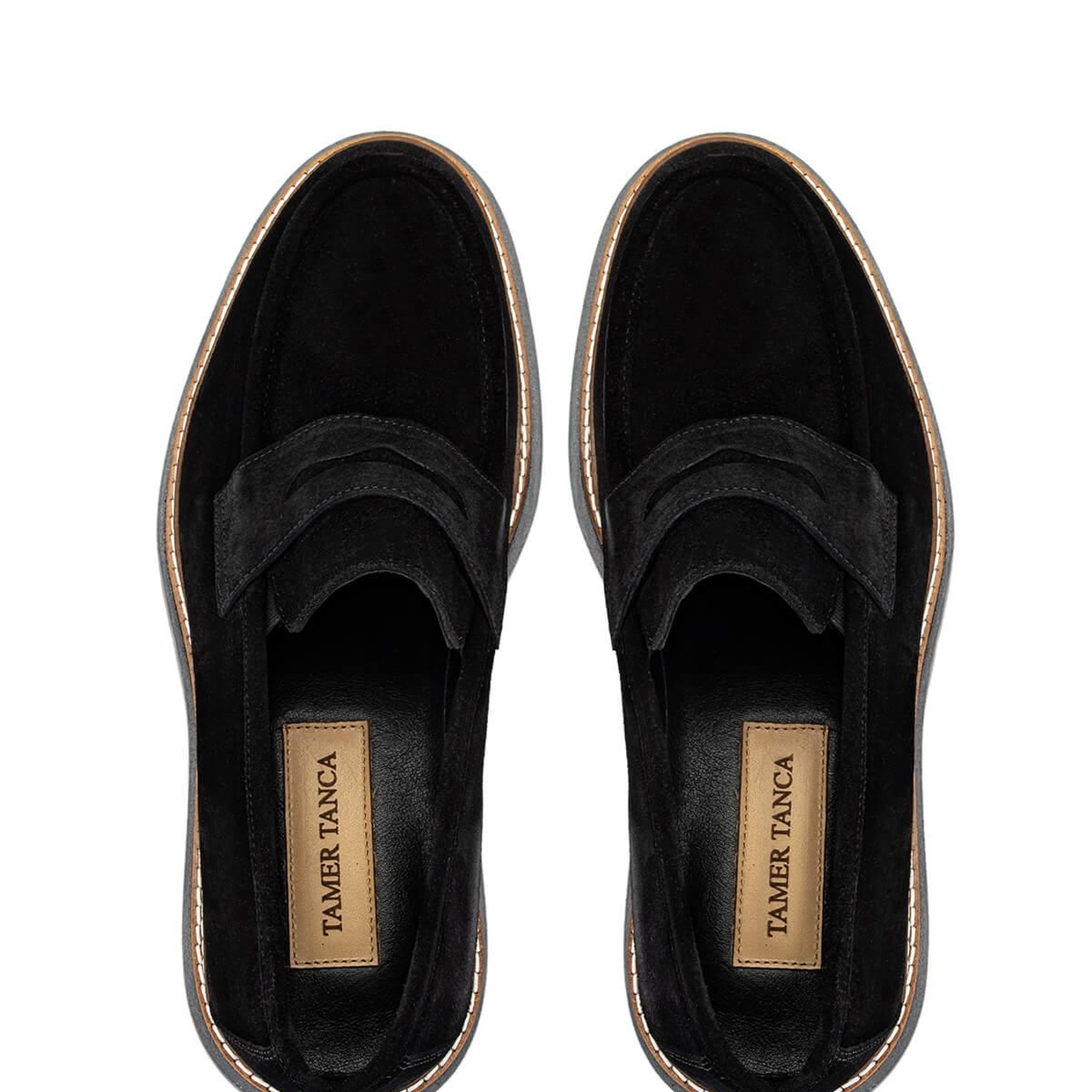 Tamer Tanca Erkek Hakiki Deri Siyah Süet Loafer Ayakkabı