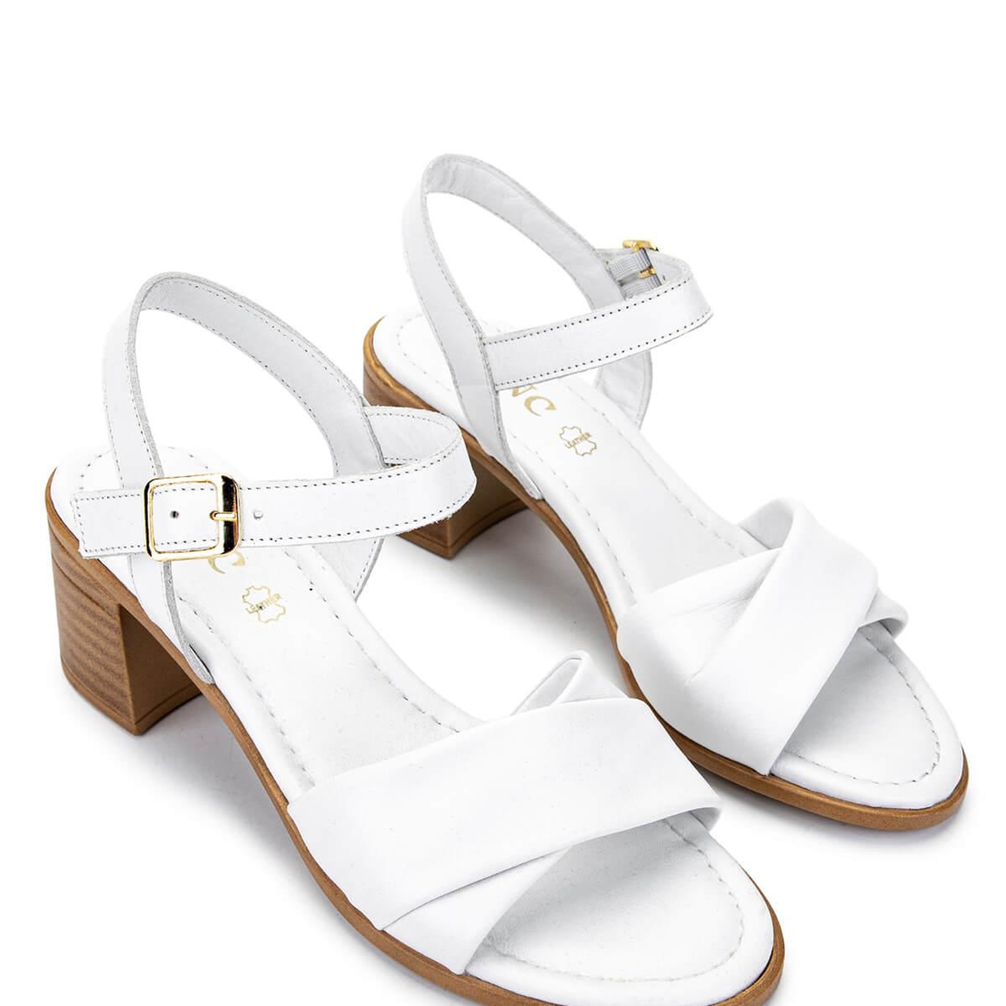 Tamer Tanca Kadın Hakiki Deri Beyaz Topuklu Sandalet