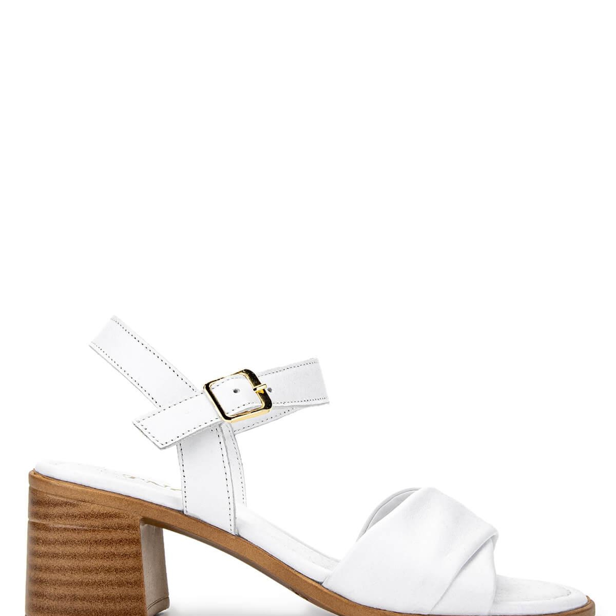 Tamer Tanca Kadın Hakiki Deri Beyaz Topuklu Sandalet