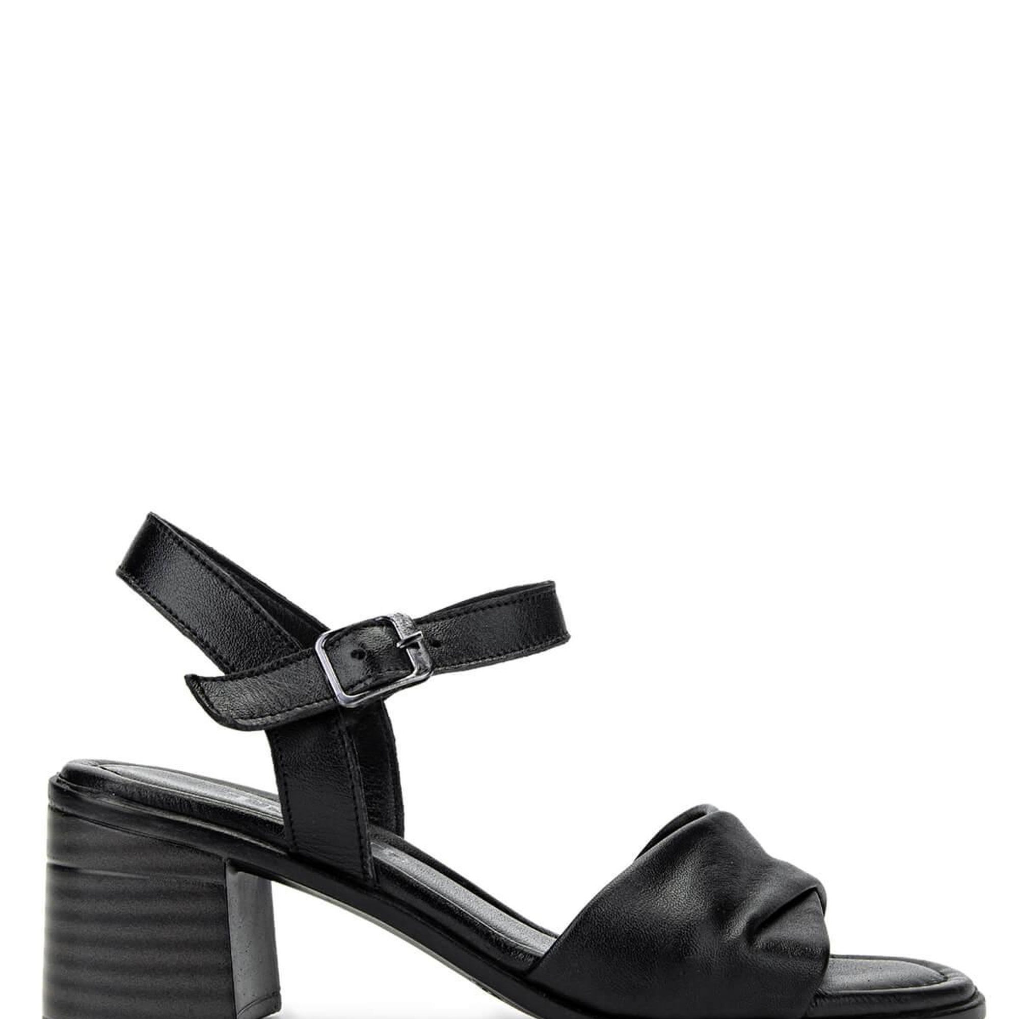 Tamer Tanca Kadın Hakiki Deri Siyah Deri Topuklu Sandalet