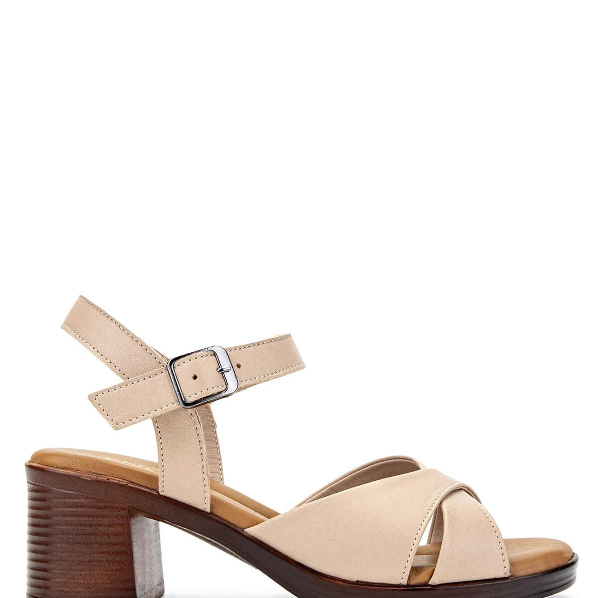 Tamer Tanca Kadın Hakiki Deri Bej Topuklu Sandalet