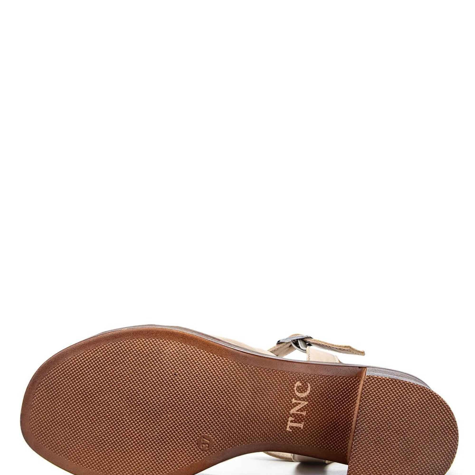 Tamer Tanca Kadın Hakiki Deri Bej Topuklu Sandalet