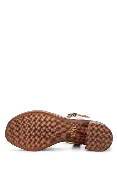  Tamer Tanca Kadın Hakiki Deri Bej Topuklu Sandalet