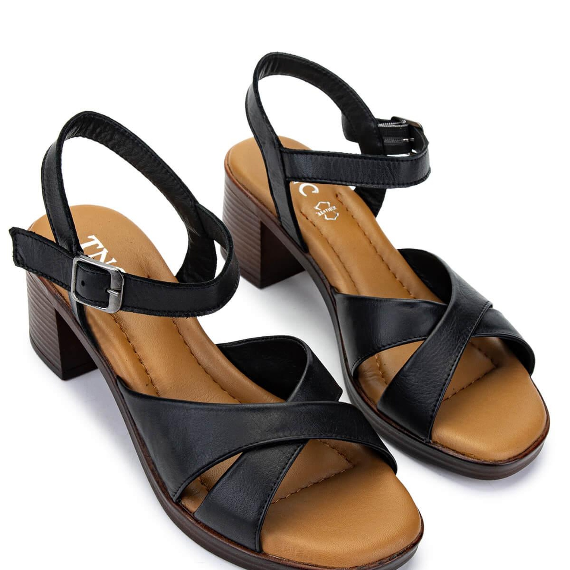 Tamer Tanca Kadın Hakiki Deri Siyah Deri Topuklu Sandalet