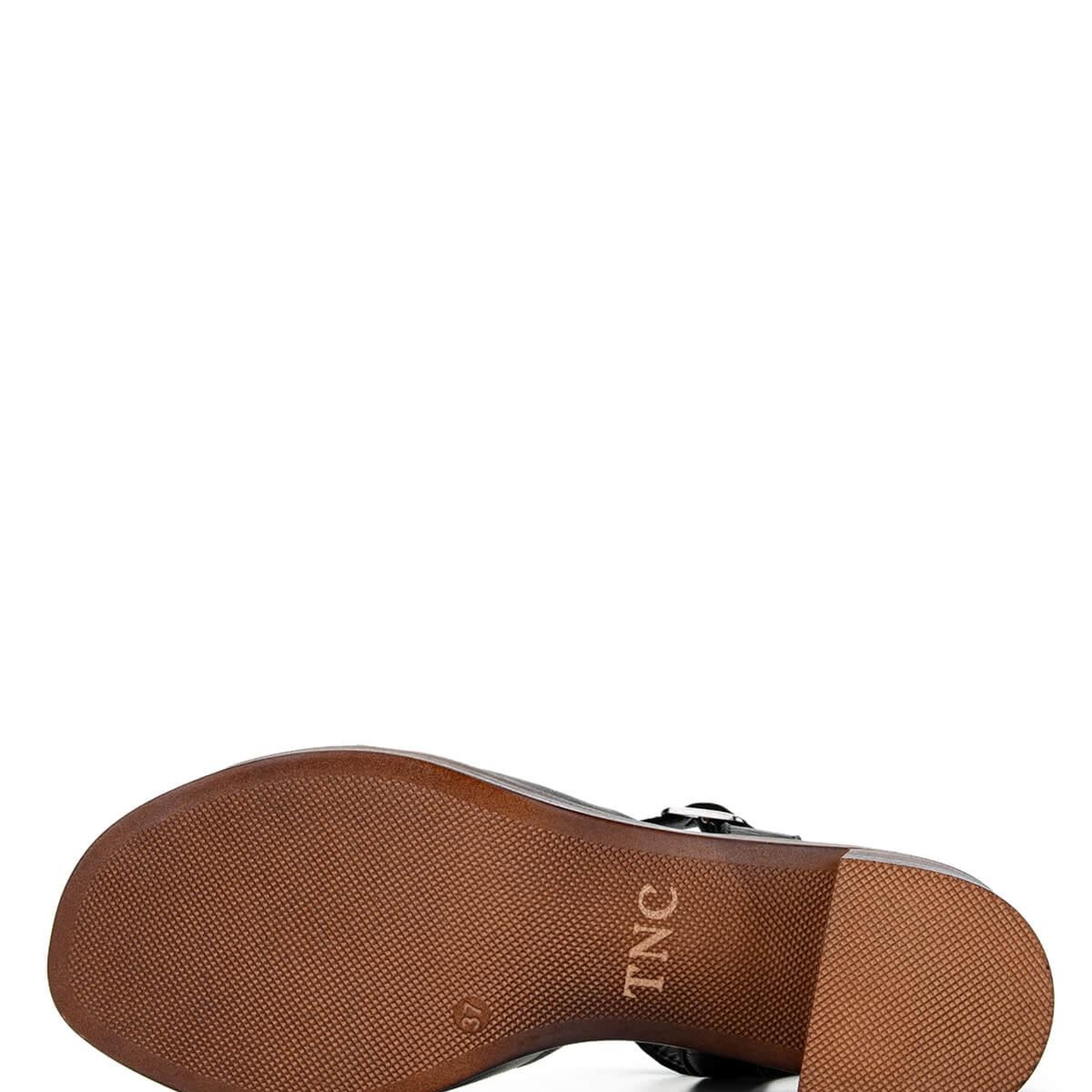 Tamer Tanca Kadın Hakiki Deri Siyah Deri Topuklu Sandalet