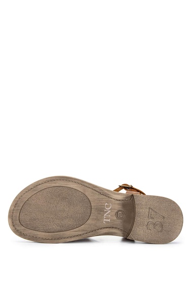  Tamer Tanca Kadın Hakiki Deri Kahverengi Düz Sandalet