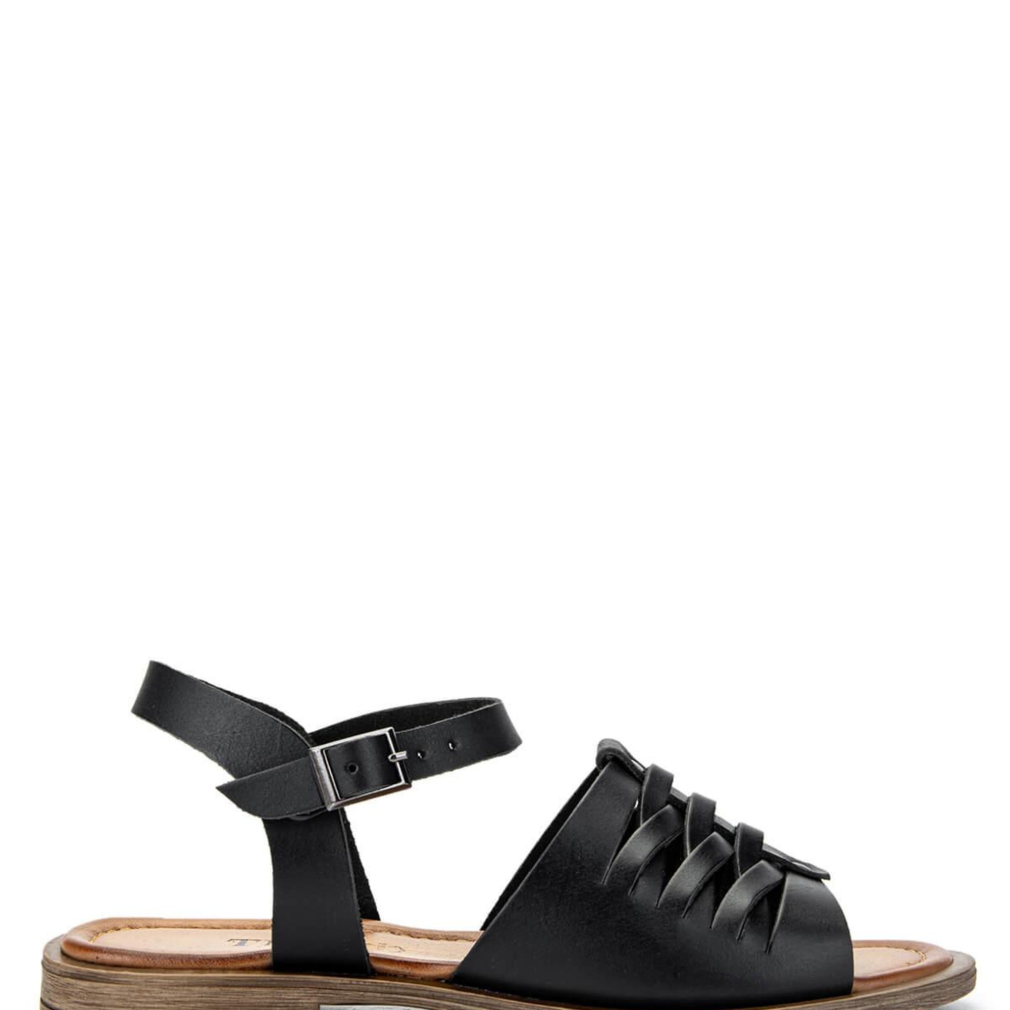 Tamer Tanca Kadın Hakiki Deri Siyah Deri Düz Sandalet