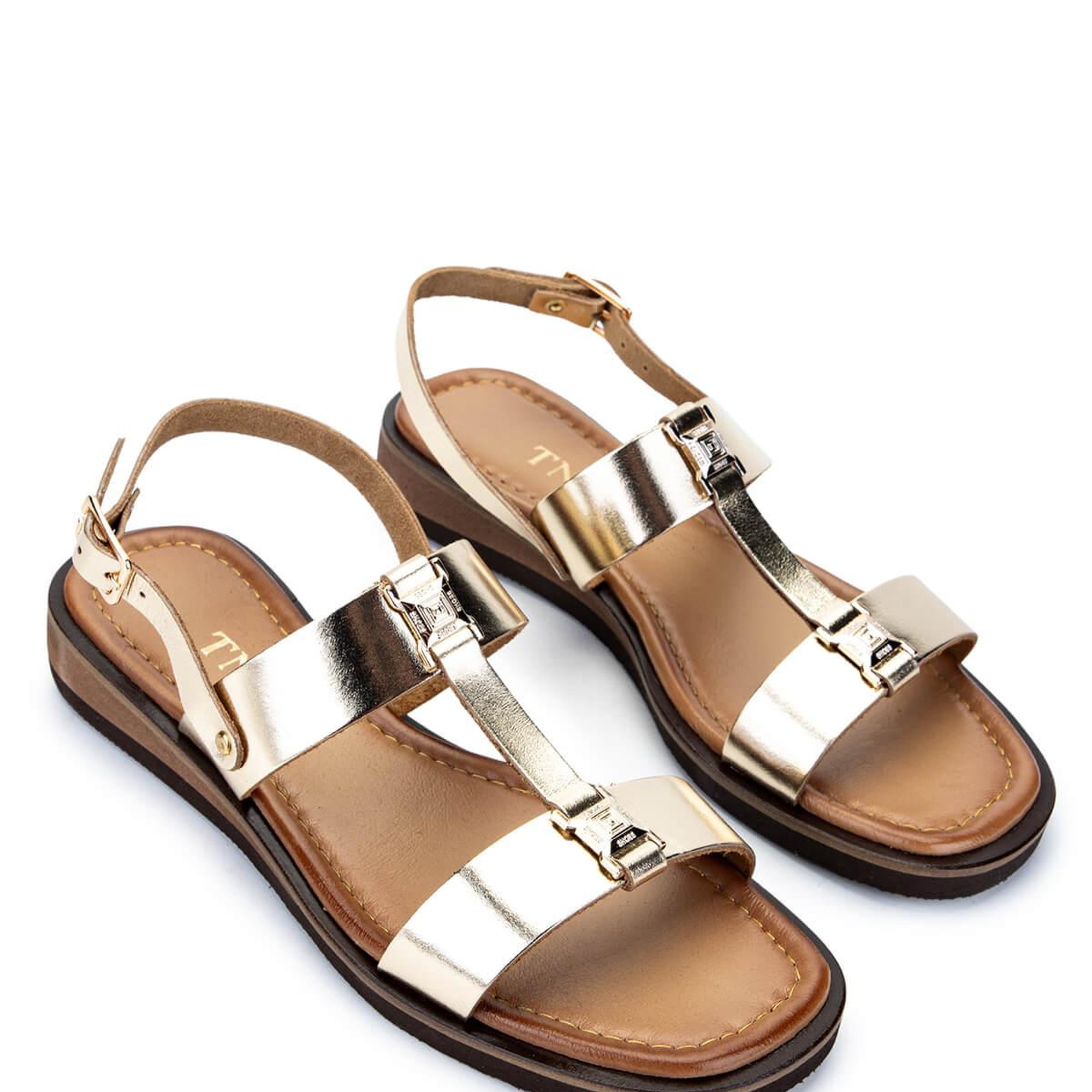 Tamer Tanca Kadın Hakiki Deri Altın Düz Sandalet