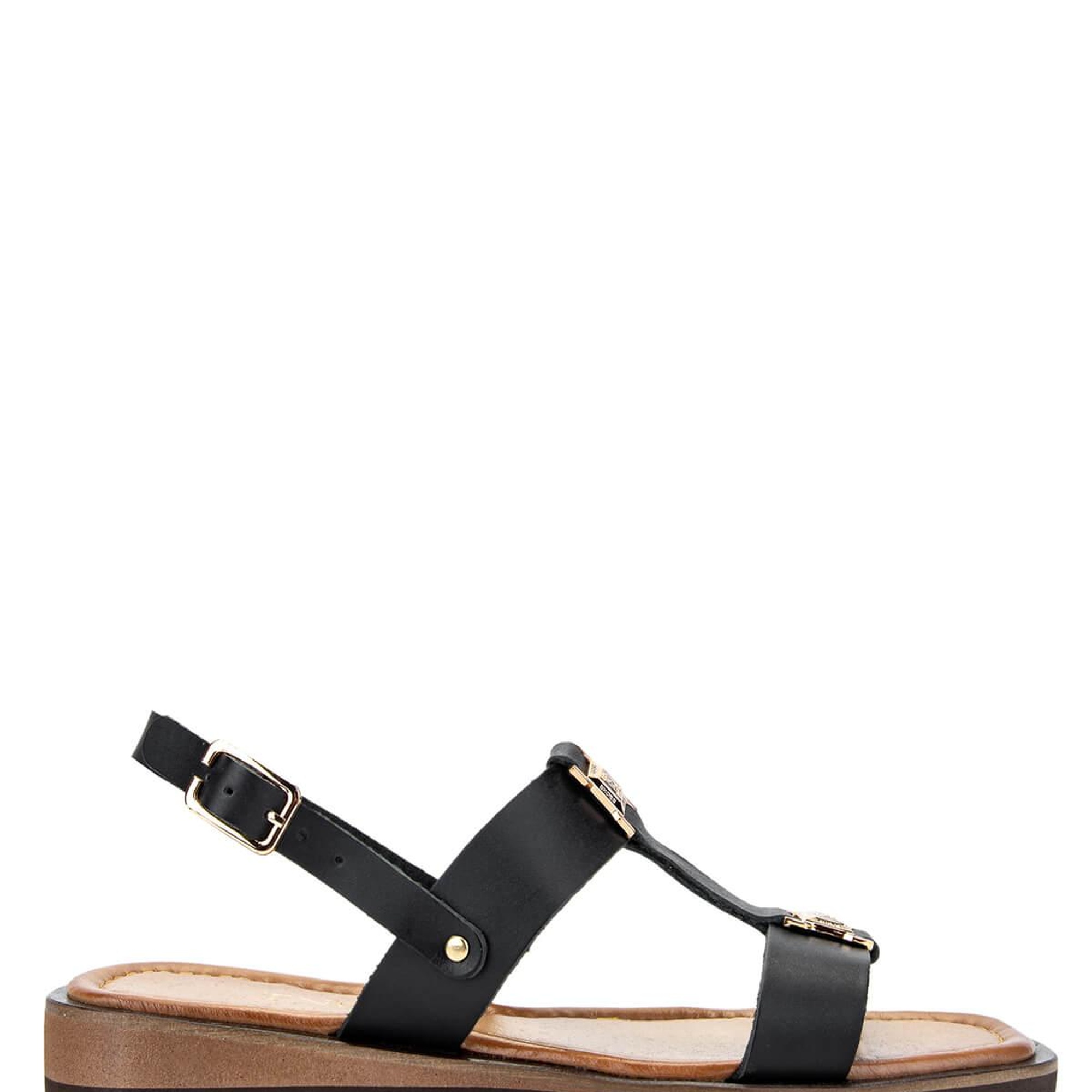 Tamer Tanca Kadın Hakiki Deri Siyah Deri Düz Sandalet