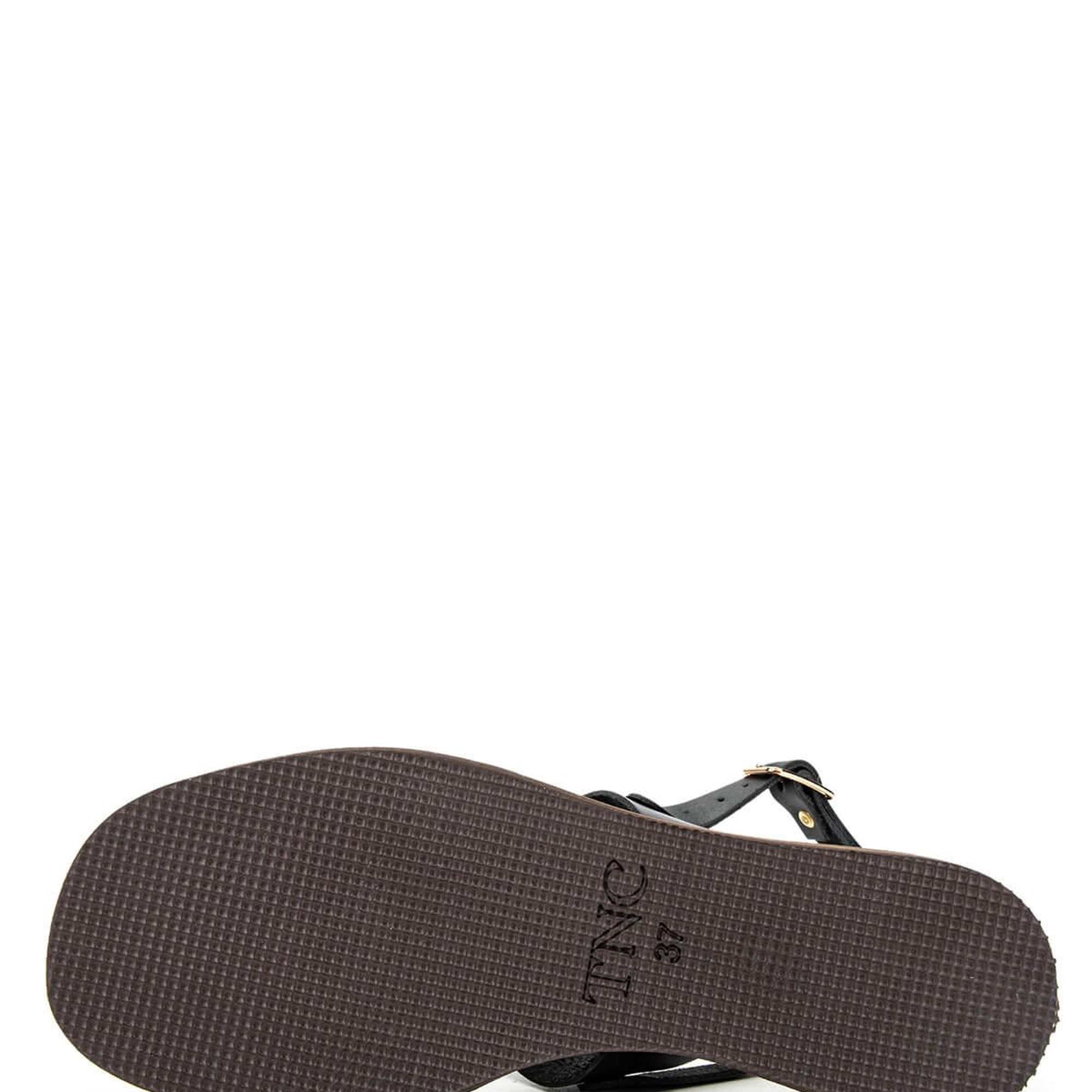 Tamer Tanca Kadın Hakiki Deri Siyah Deri Düz Sandalet