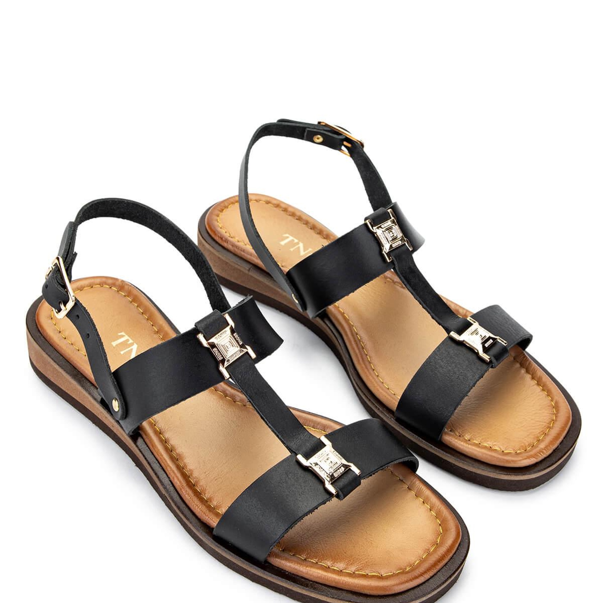 Tamer Tanca Kadın Hakiki Deri Siyah Deri Düz Sandalet