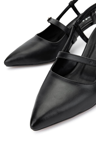  Tamer Tanca Kadın Hakiki Deri Siyah Deri Topuklu Ayakkabı