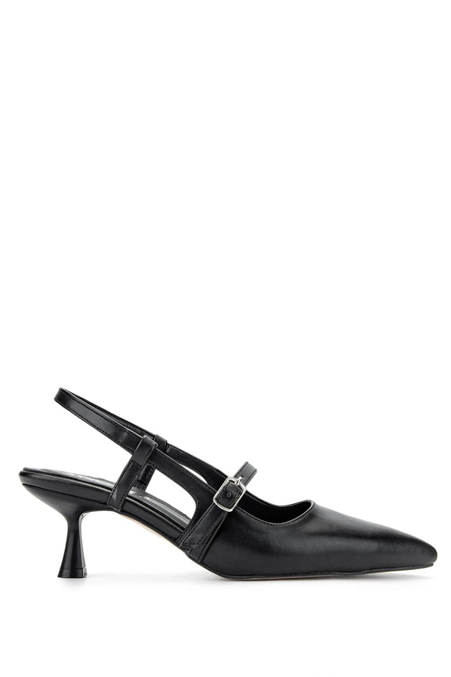  Tamer Tanca Kadın Hakiki Deri Siyah Deri Topuklu Ayakkabı