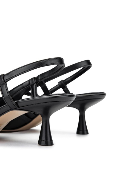  Tamer Tanca Kadın Hakiki Deri Siyah Deri Topuklu Ayakkabı