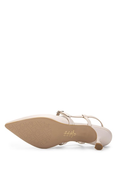  Tamer Tanca Kadın Hakiki Deri Bej Topuklu Ayakkabı