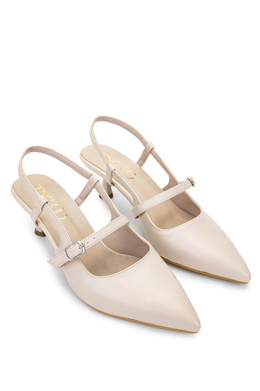  Tamer Tanca Kadın Hakiki Deri Bej Topuklu Ayakkabı