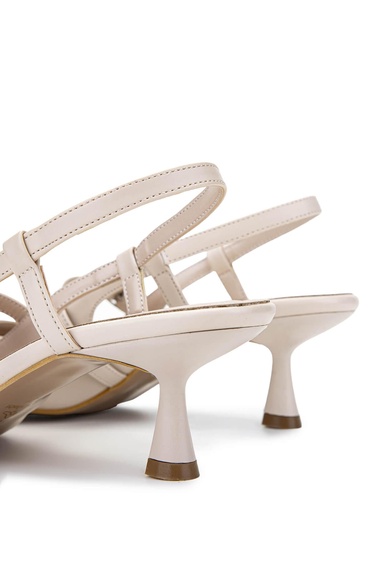  Tamer Tanca Kadın Hakiki Deri Bej Topuklu Ayakkabı