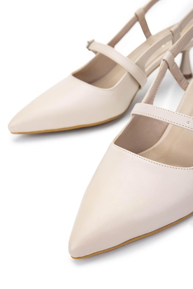  Tamer Tanca Kadın Hakiki Deri Bej Topuklu Ayakkabı