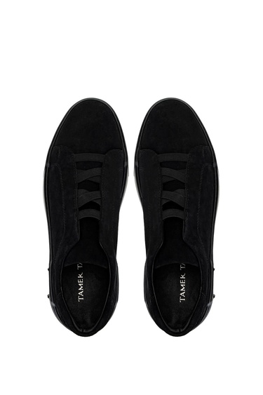  Tamer Tanca Erkek Hakiki Deri Siyah Süet Sneakers & Spor Ayakkabı