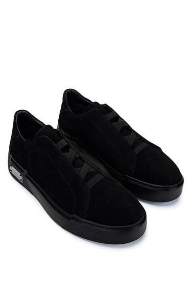  Tamer Tanca Erkek Hakiki Deri Siyah Süet Sneakers & Spor Ayakkabı