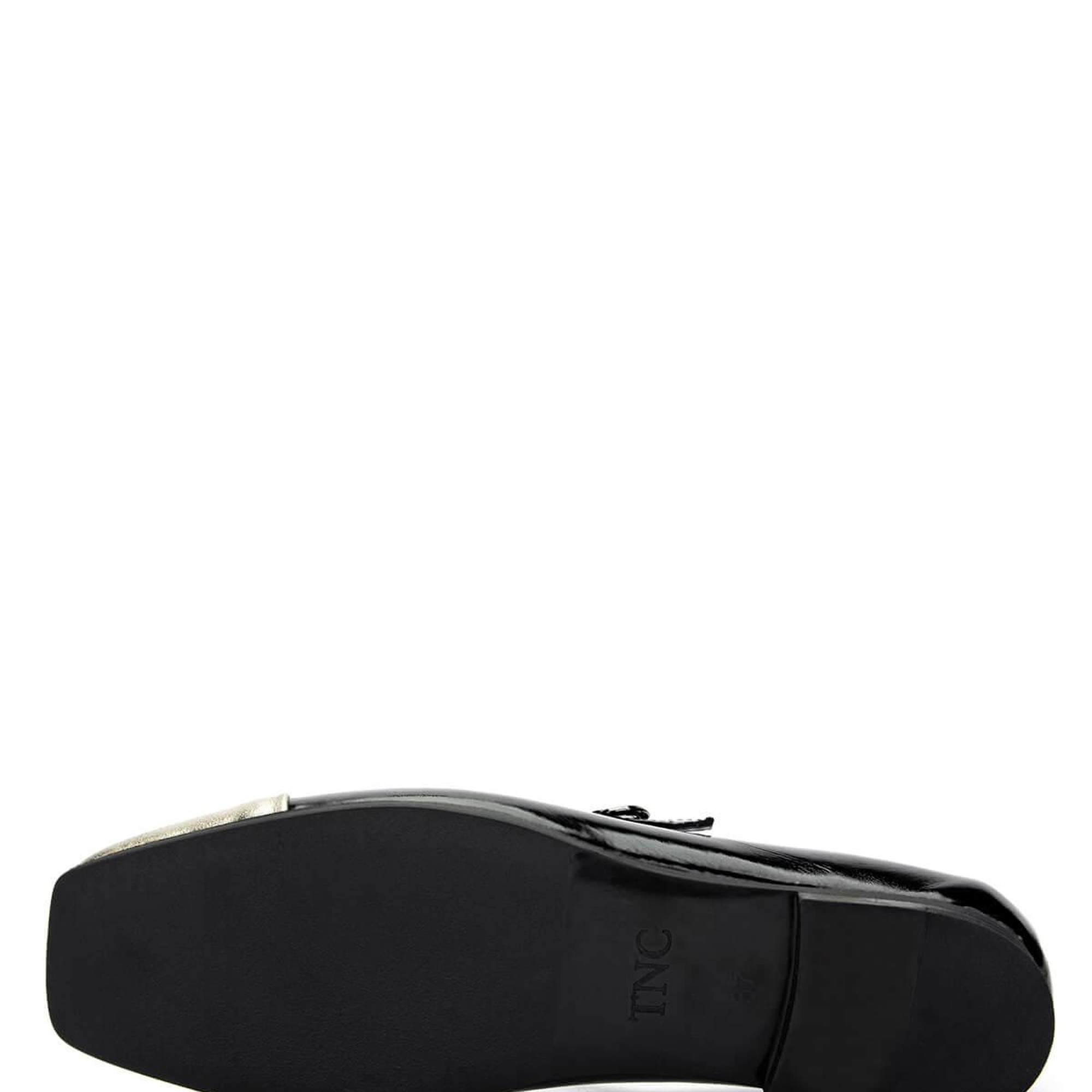 Tamer Tanca Kadın Hakiki Deri Siyah/Dore  Babet Ayakkabı