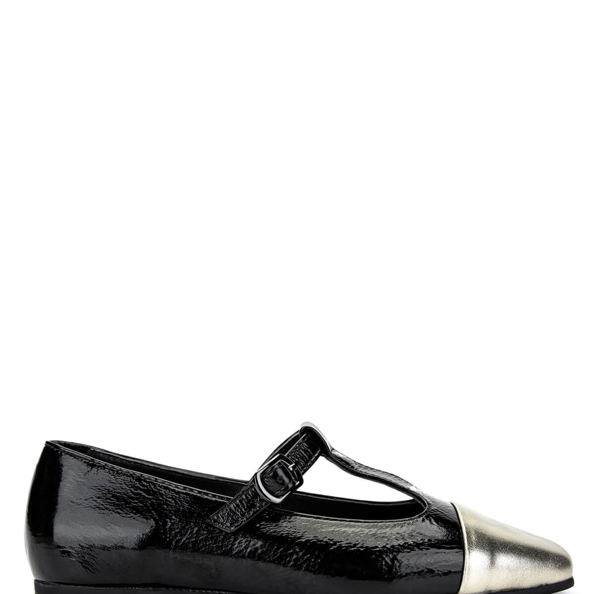 Tamer Tanca Kadın Hakiki Deri Siyah/Dore  Babet Ayakkabı