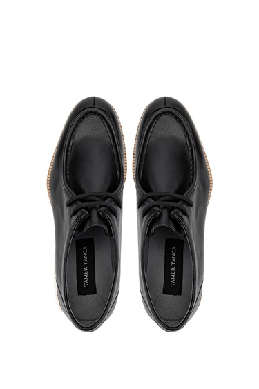  Tamer Tanca Erkek Hakiki Deri Siyah Deri Casual Ayakkabı