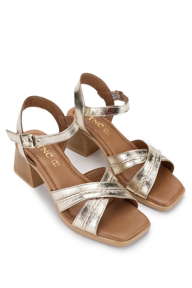  Tamer Tanca Kadın Hakiki Deri Sarı Topuklu Sandalet