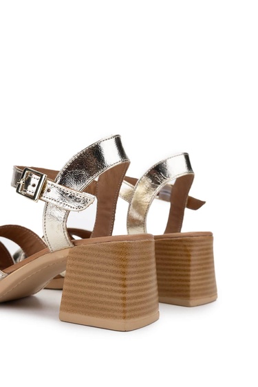  Tamer Tanca Kadın Hakiki Deri Sarı Topuklu Sandalet