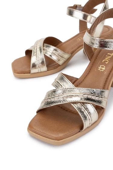  Tamer Tanca Kadın Hakiki Deri Sarı Topuklu Sandalet