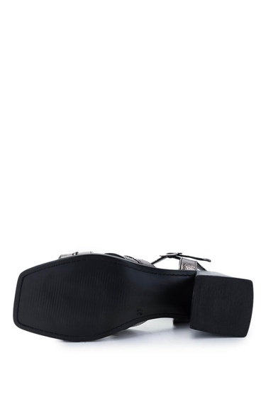  Tamer Tanca Kadın Hakiki Deri Antrasit Topuklu Sandalet