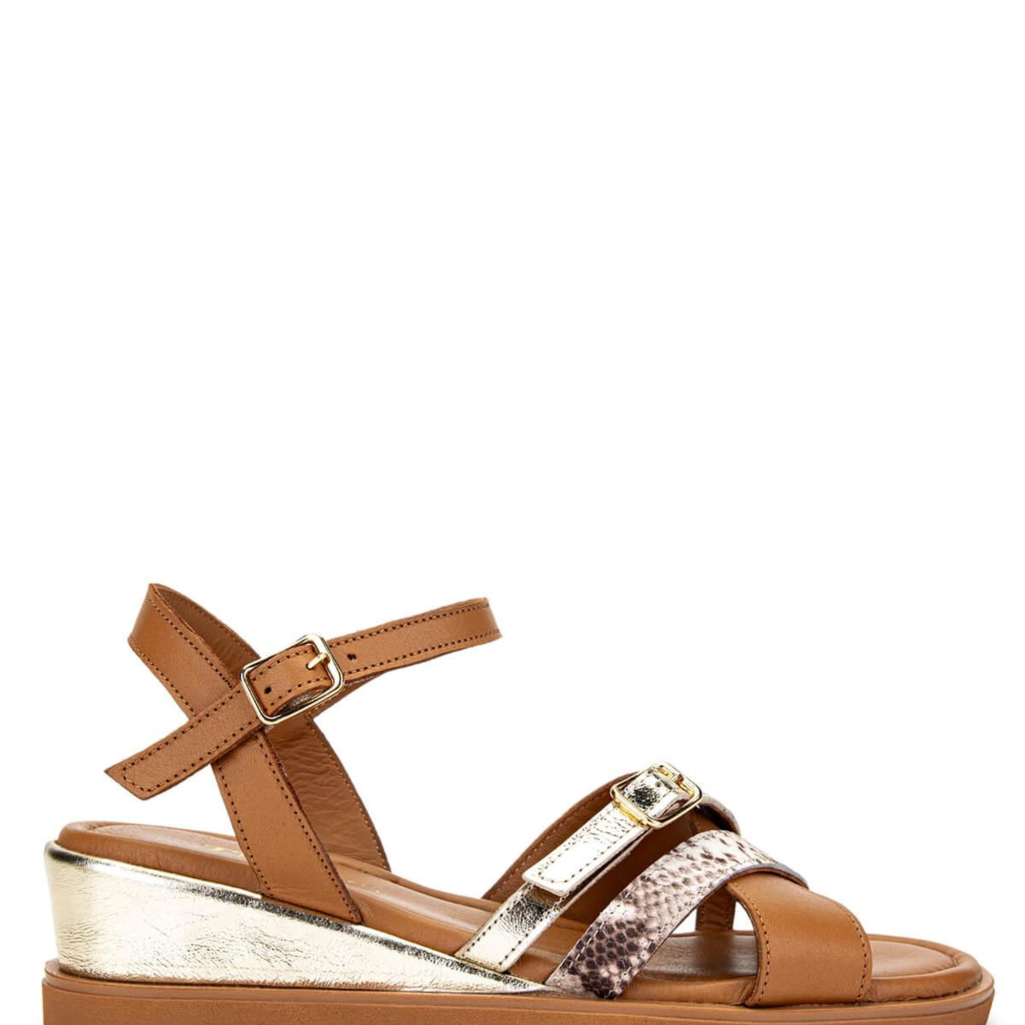 Tamer Tanca Kadın Hakiki Deri Taba Topuklu Sandalet