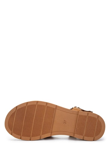  Tamer Tanca Kadın Hakiki Deri Taba Topuklu Sandalet