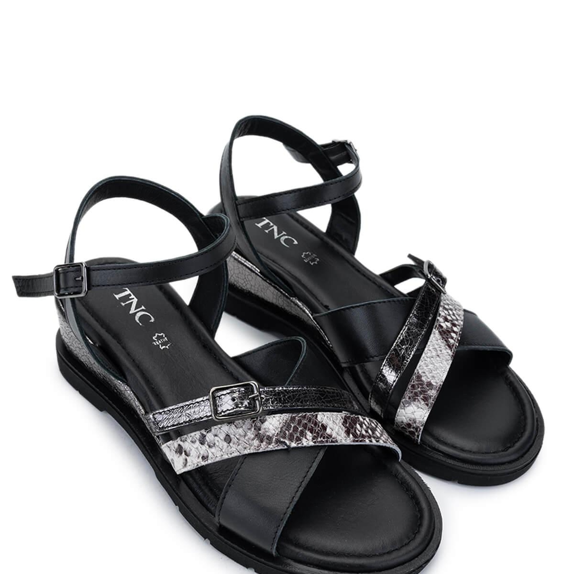 Tamer Tanca Kadın Hakiki Deri Siyah Topuklu Sandalet