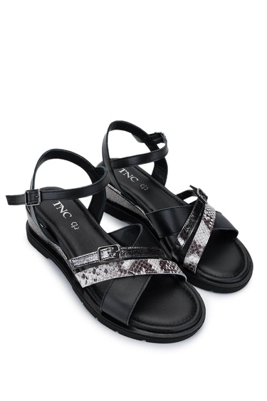  Tamer Tanca Kadın Hakiki Deri Siyah Topuklu Sandalet