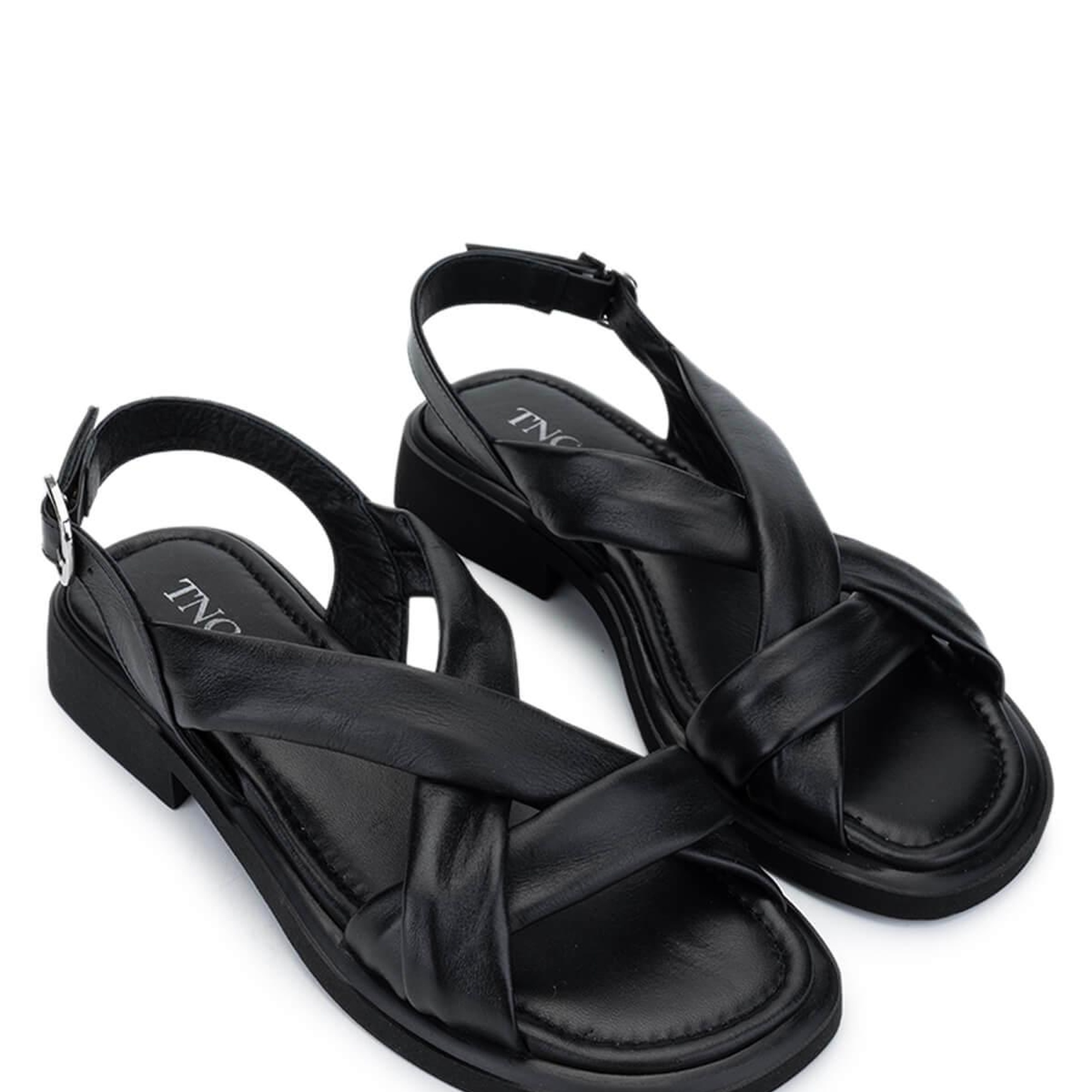 Tamer Tanca Kadın Hakiki Deri Siyah Deri Topuklu Sandalet