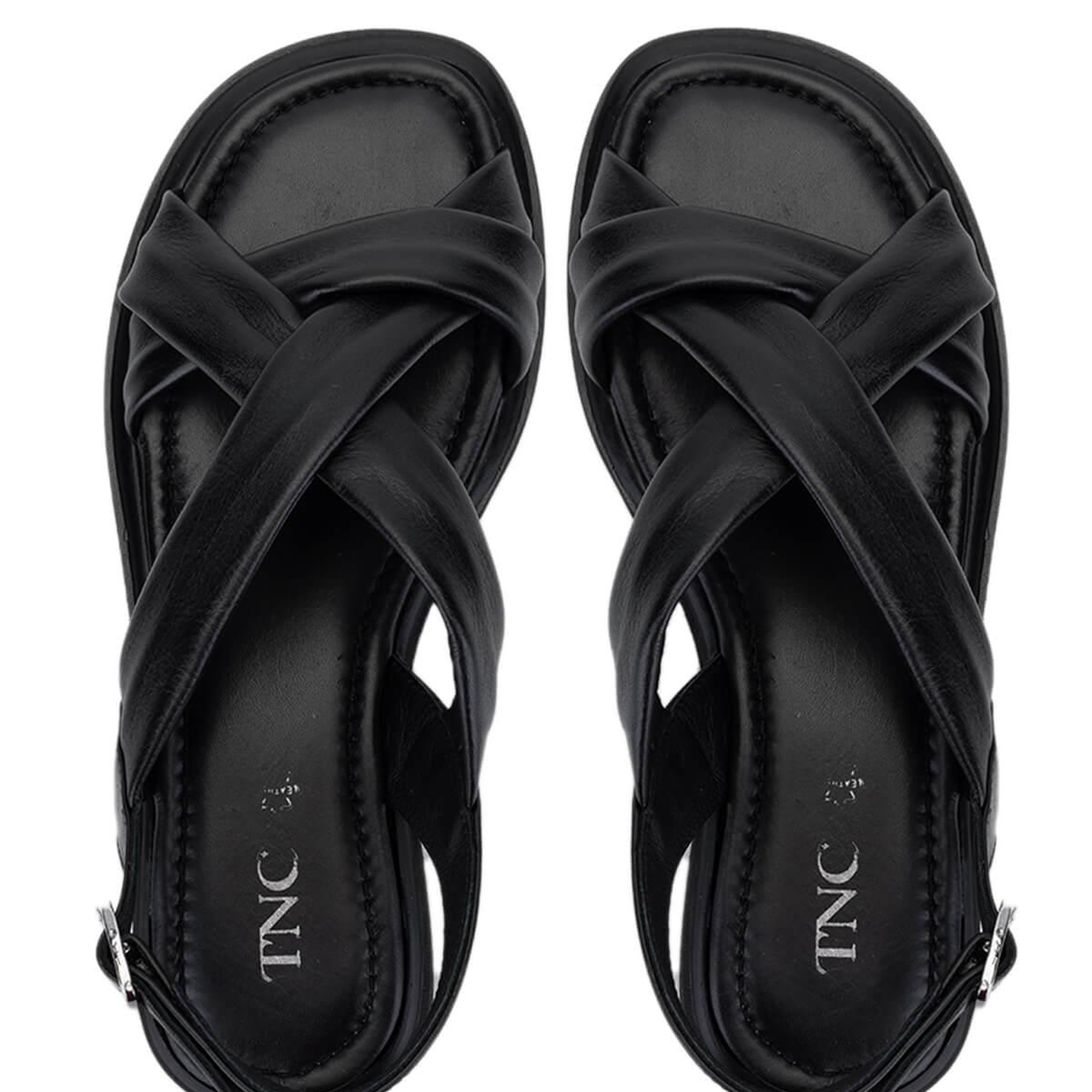 Tamer Tanca Kadın Hakiki Deri Siyah Deri Topuklu Sandalet