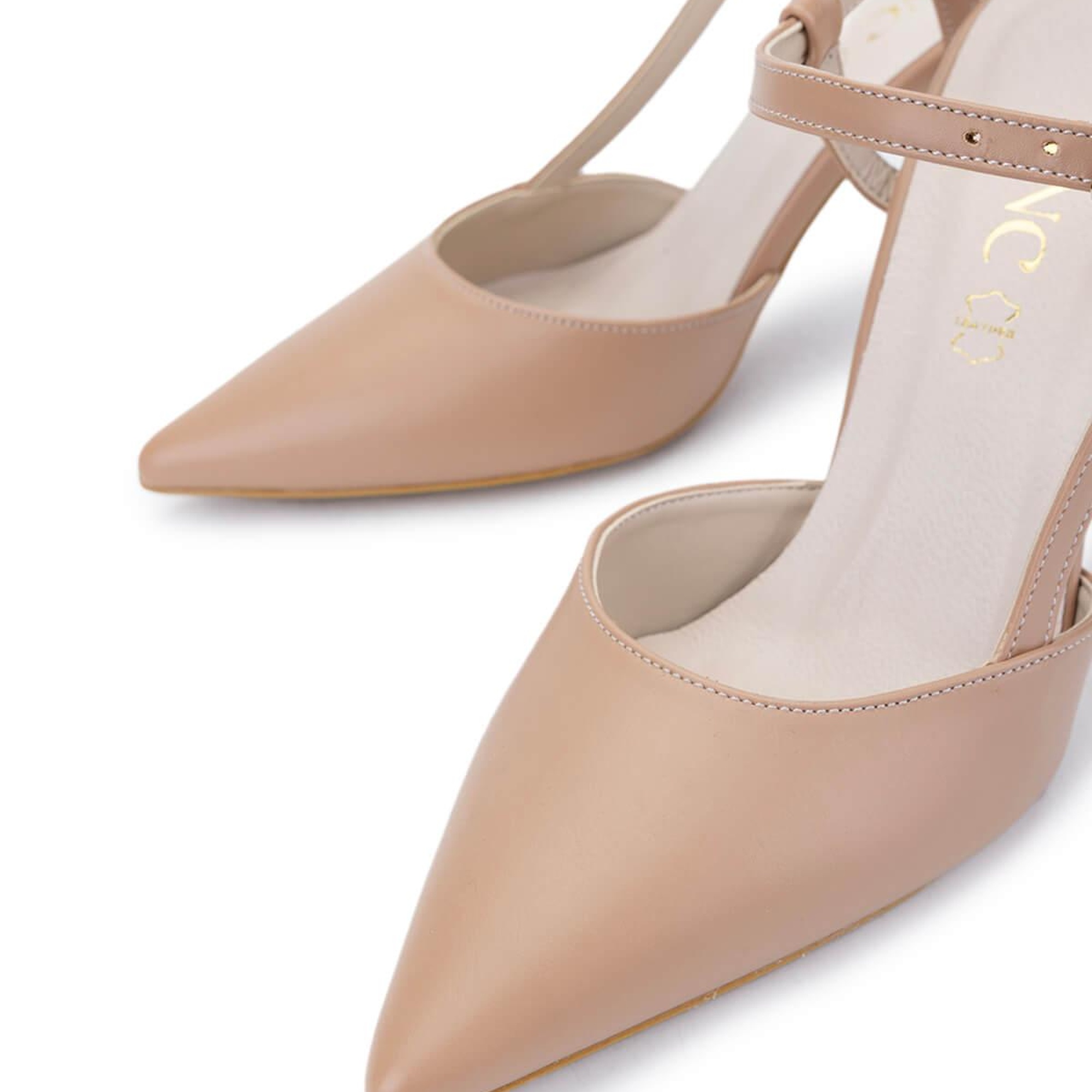 Tamer Tanca Kadın Vegan Bej Topuklu Ayakkabı