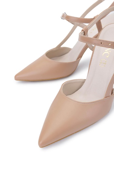  Tamer Tanca Kadın Vegan Bej Topuklu Ayakkabı