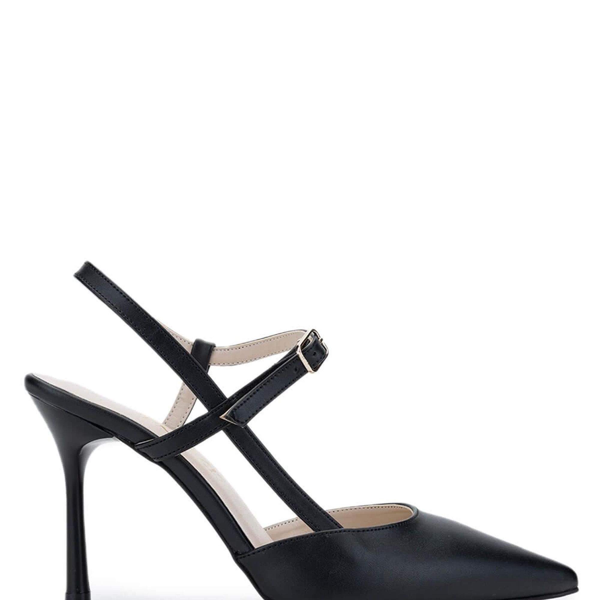 Tamer Tanca Kadın Vegan Siyah Deri Topuklu Ayakkabı